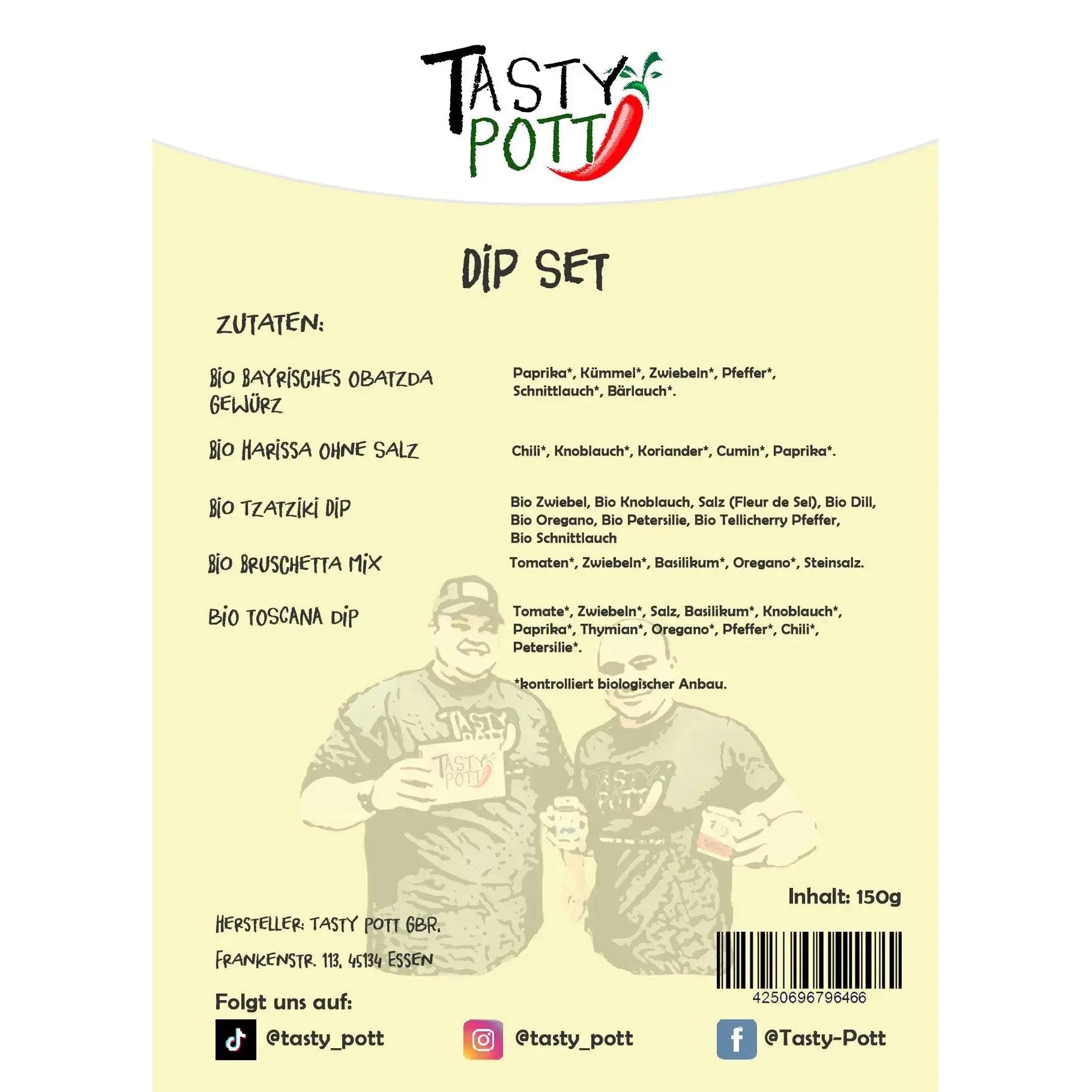 Tasty Pott Dip Set 5x 30g Probiergrößen - Gewürzmischungen Tasty Pott