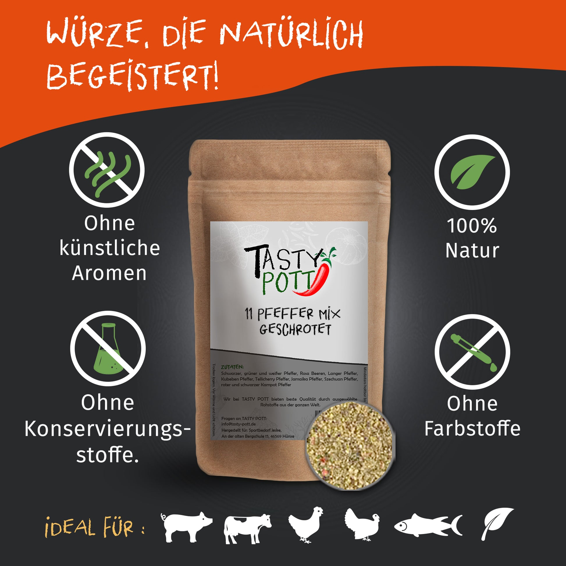 11 Pfeffer Symphonie geschrotet - Im Beutel ab 30g von Tasty Pott — Abbildung 2