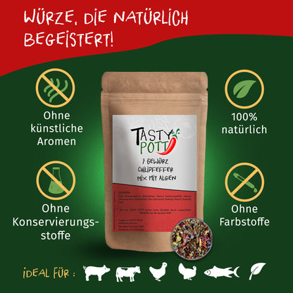 Tasty Pott 7 Gewürz Chilipfeffer mit Algen scharfe Mischung - ab 30g Beutel — Abbildung 2