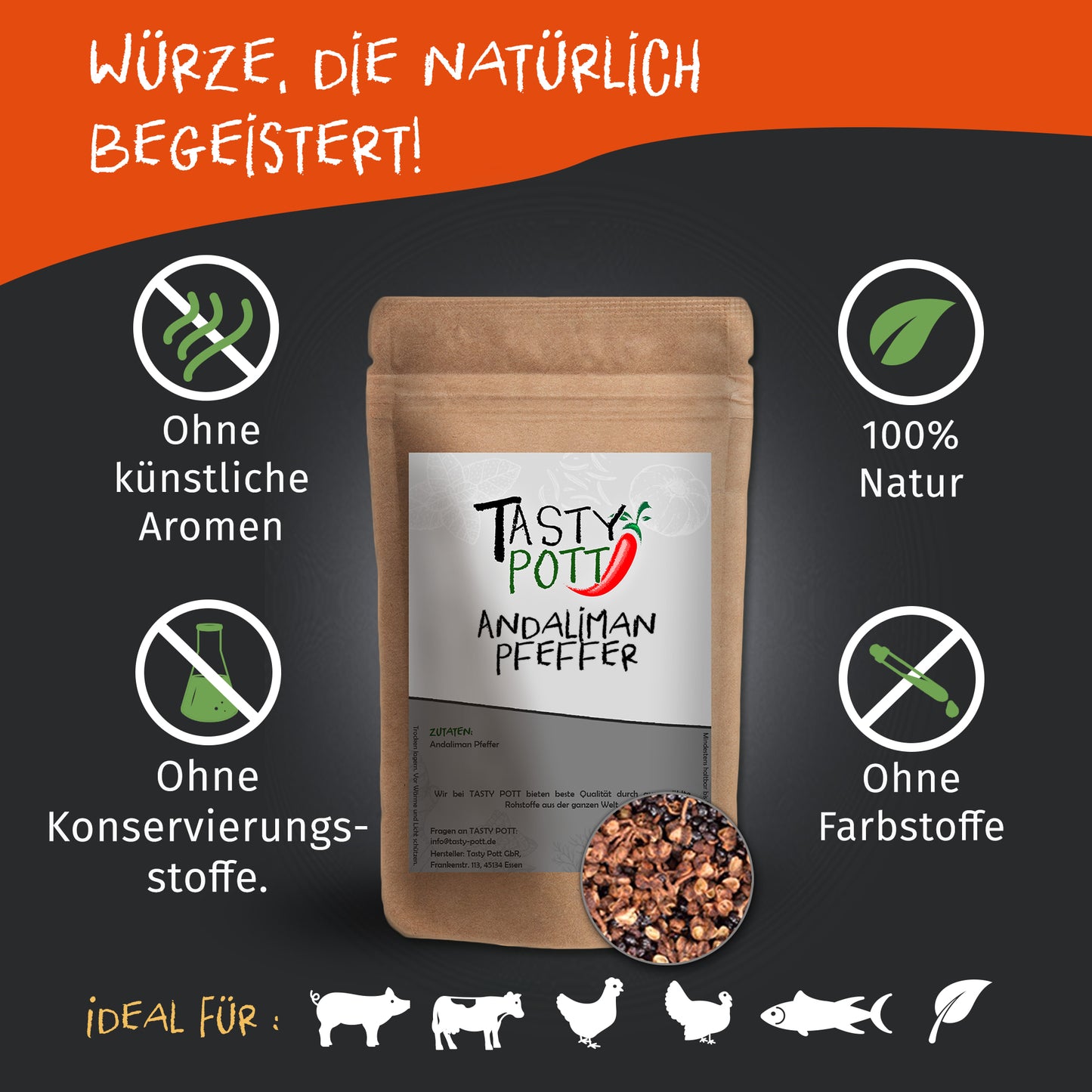 Andaliman Pfeffer ganz - 25g Dose von Tasty Pott — Abbildung 2