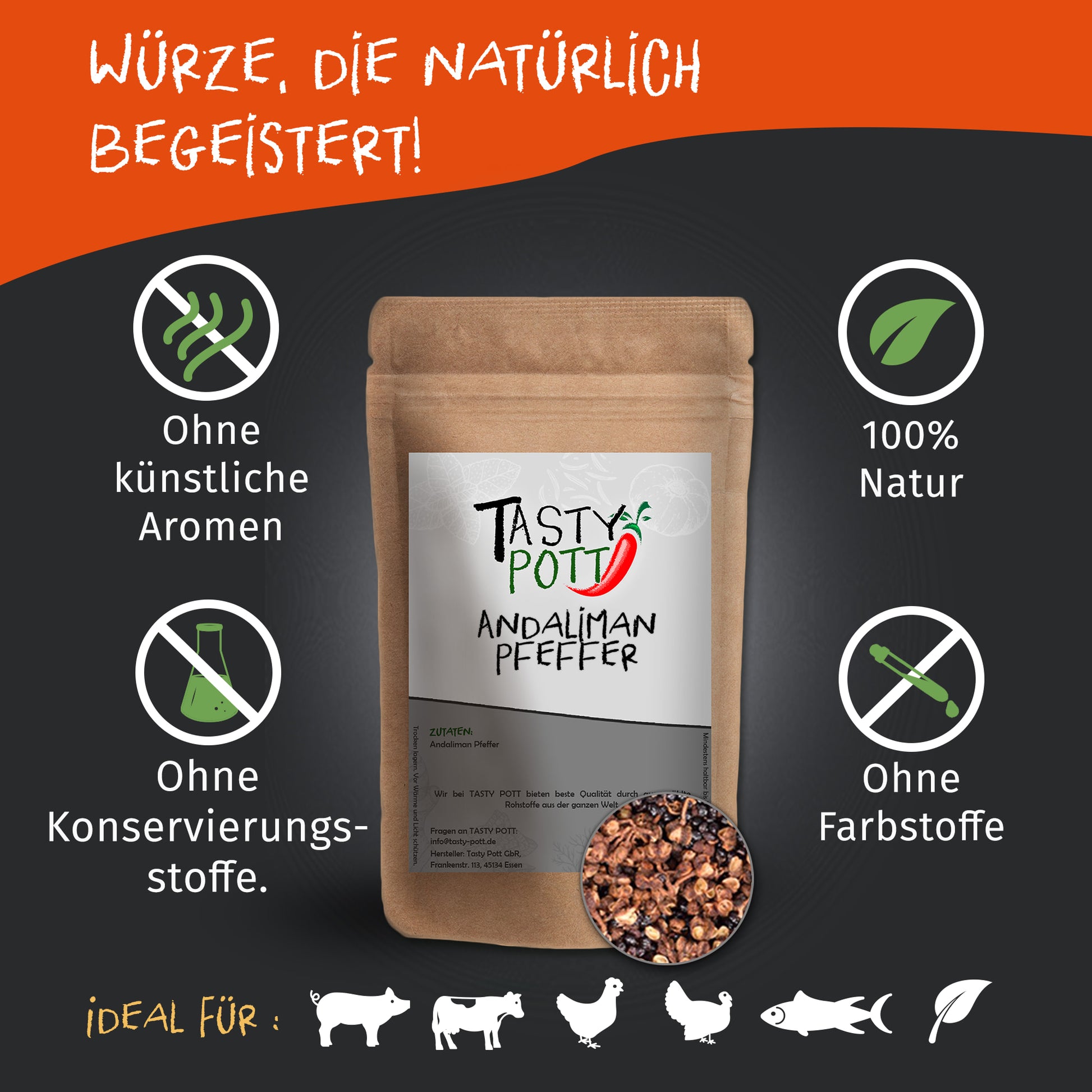 Andaliman Pfeffer ganz - 25g Dose von Tasty Pott — Abbildung 2