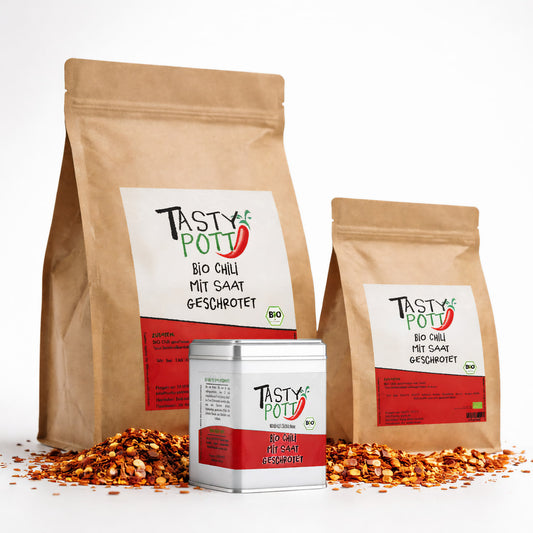 Bio Chili geschrotet mit Saat - Beutel ab 30g von Tasty Pott