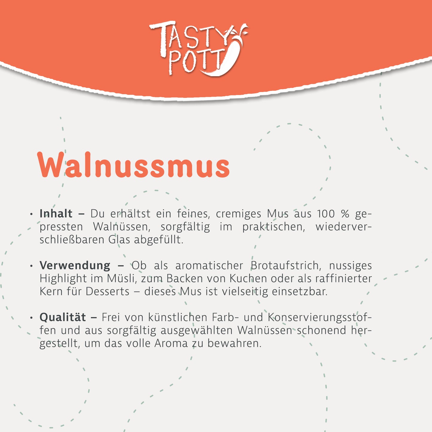 Tasty Pott Walnussmus - ab 280g Glas — Abbildung 3