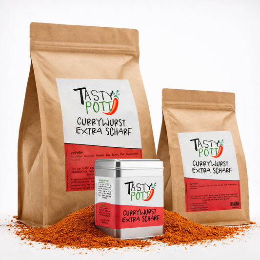 Tasty Pott Currywurst Gewürz extra scharf - ab 30g Beutel