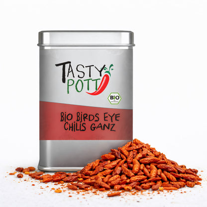 Bio Birds Eye Chili ganz - 30g Dose von Tasty Pott