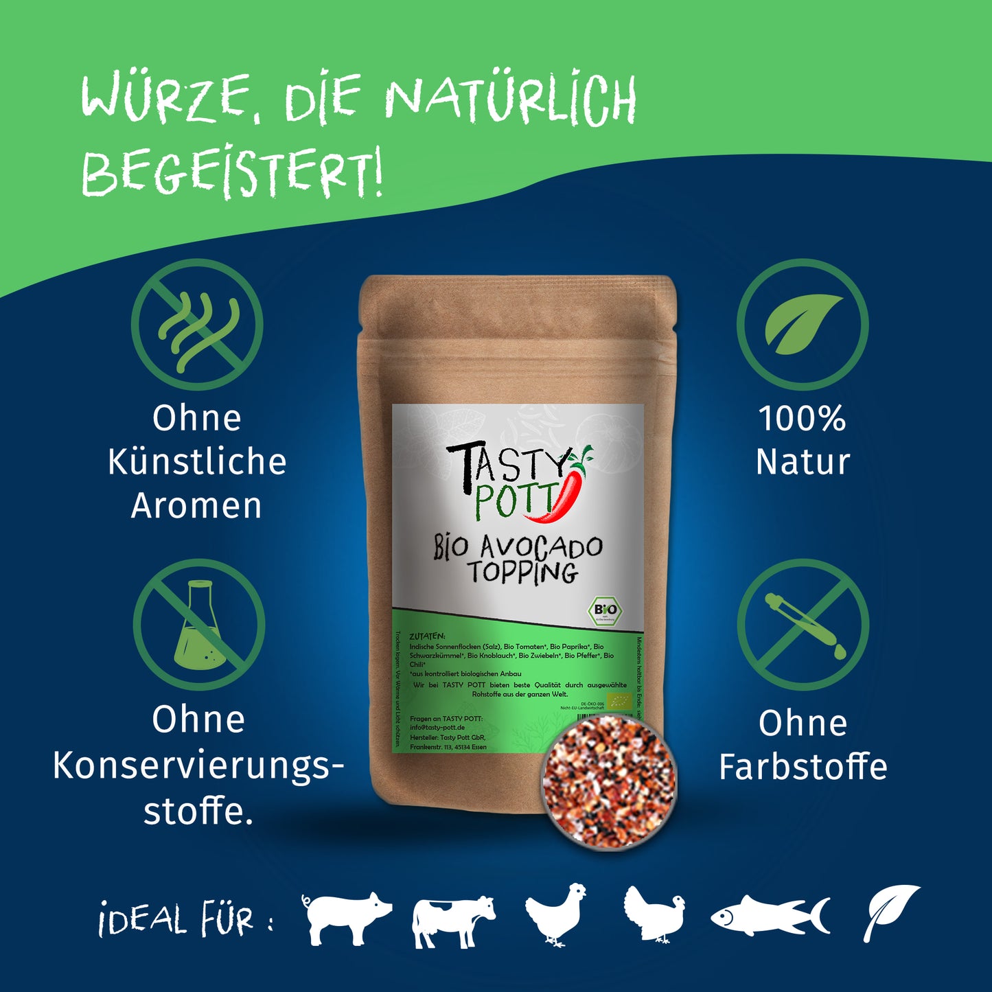 Bio Avocado Topping im Beutel ab 30g von Tasty Pott — Abbildung 2