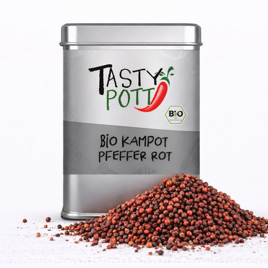 Bio Kampot Pfeffer rot - ganze Pfefferkörner - 70g von Tasty Pott
