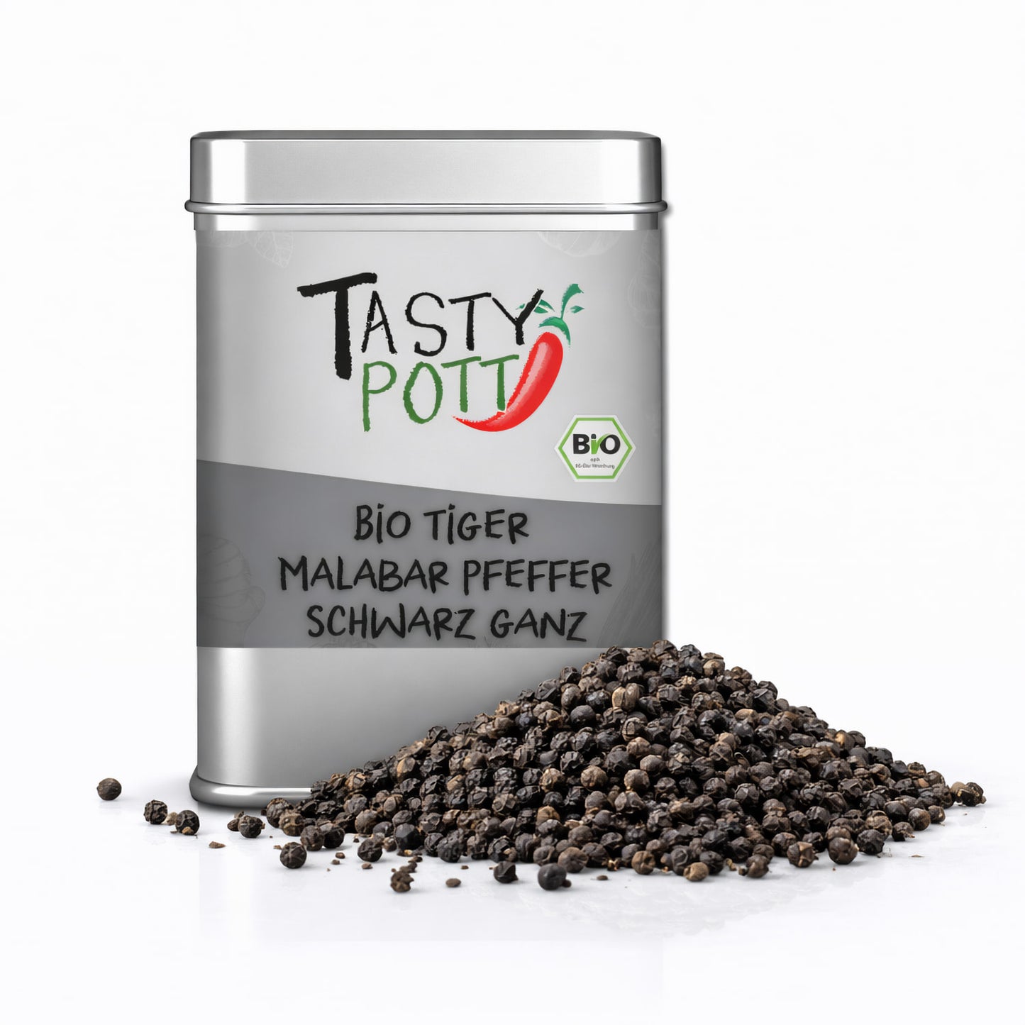 Tiger Bio Malabar Pfeffer schwarz - 100g Dose von Tasty Pott