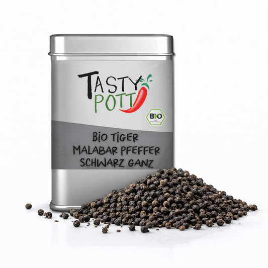Tiger Bio Malabar Pfeffer schwarz - 100g Dose von Tasty Pott