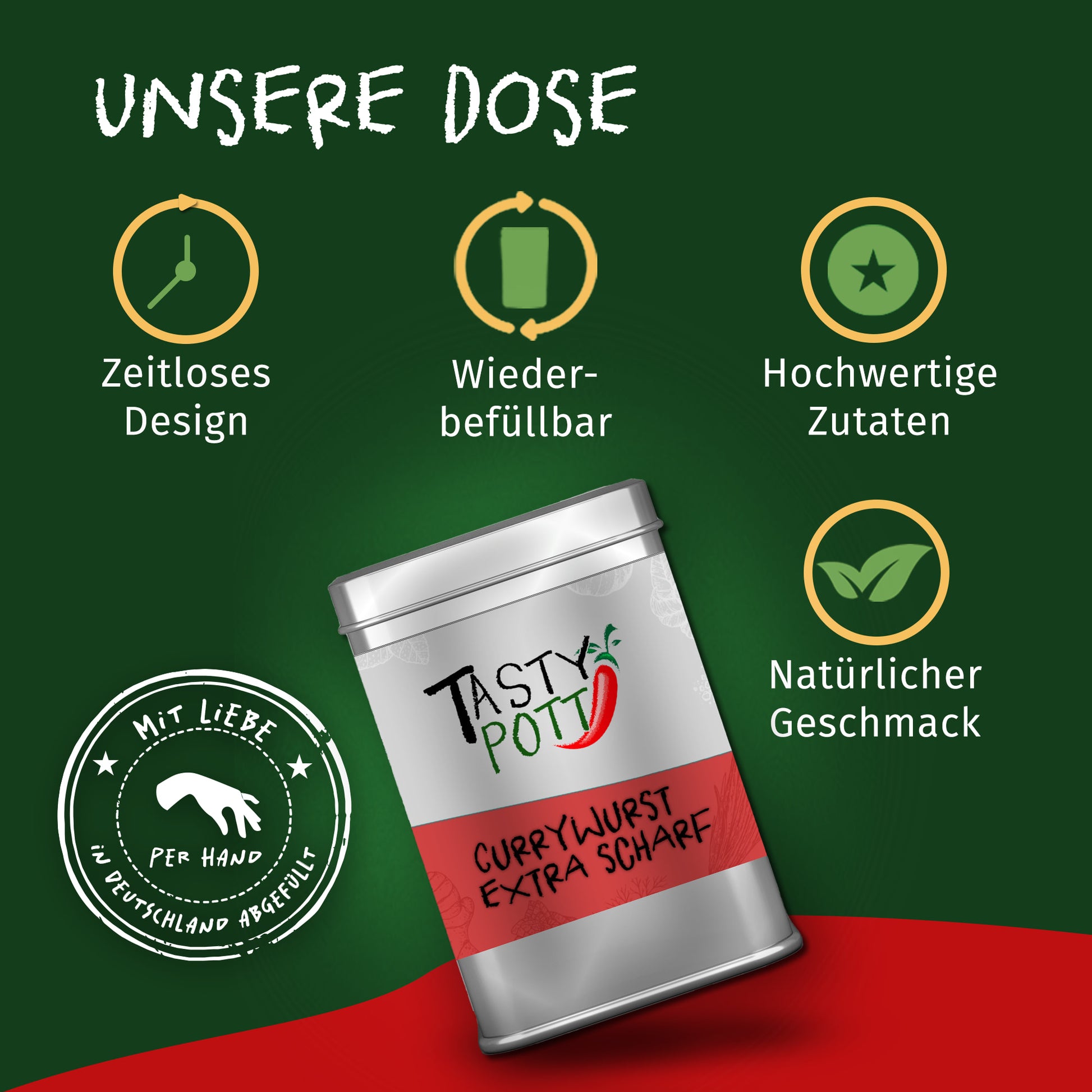 Tasty Pott Currywurst Mix extra scharf - 70g Dose — Abbildung 3