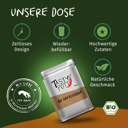 Tasty Pott Bio Apfelstücke - Kleine Fruchtstücke - 60g Dose — Abbildung 3