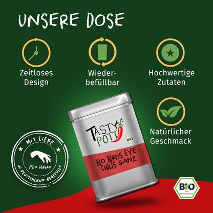 Bio Birds Eye Chili ganz - 30g Dose von Tasty Pott — Abbildung 3