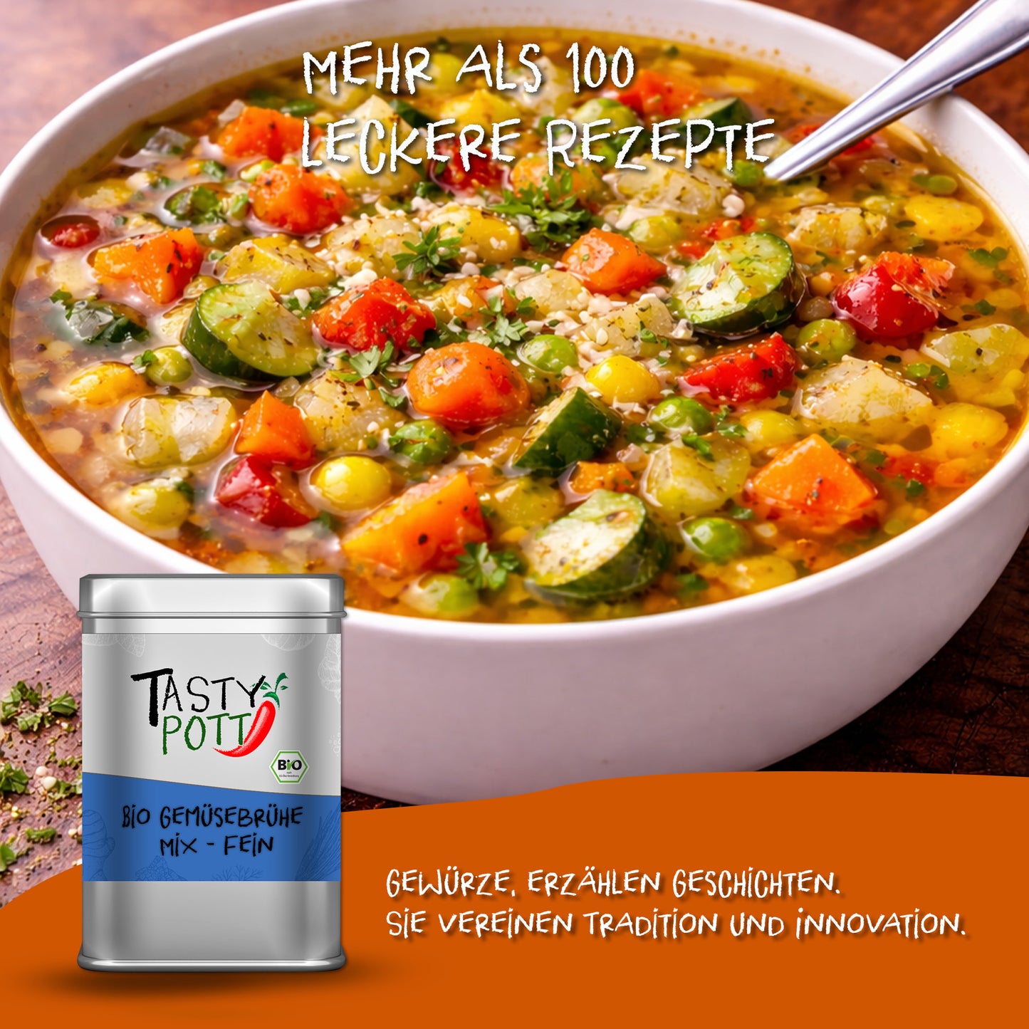 Bio Gemüsebrühe Mix - 80g Dose von Tasty Pott — Abbildung 5