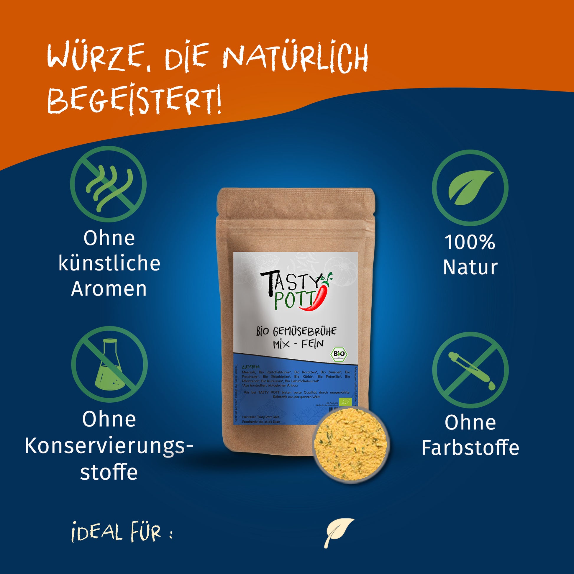 Bio Gemüsebrühe Mix - 80g Dose von Tasty Pott — Abbildung 2