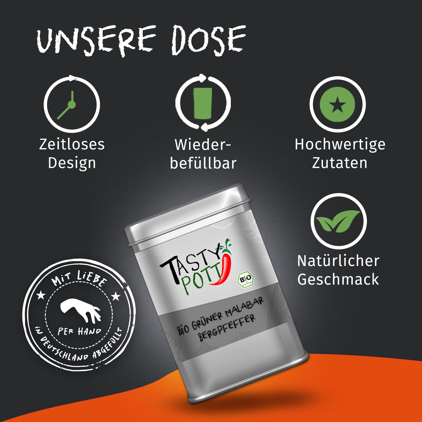 Bio Grüner Malabar Pfeffer - 50g Dose von Tasty Pott — Abbildung 3