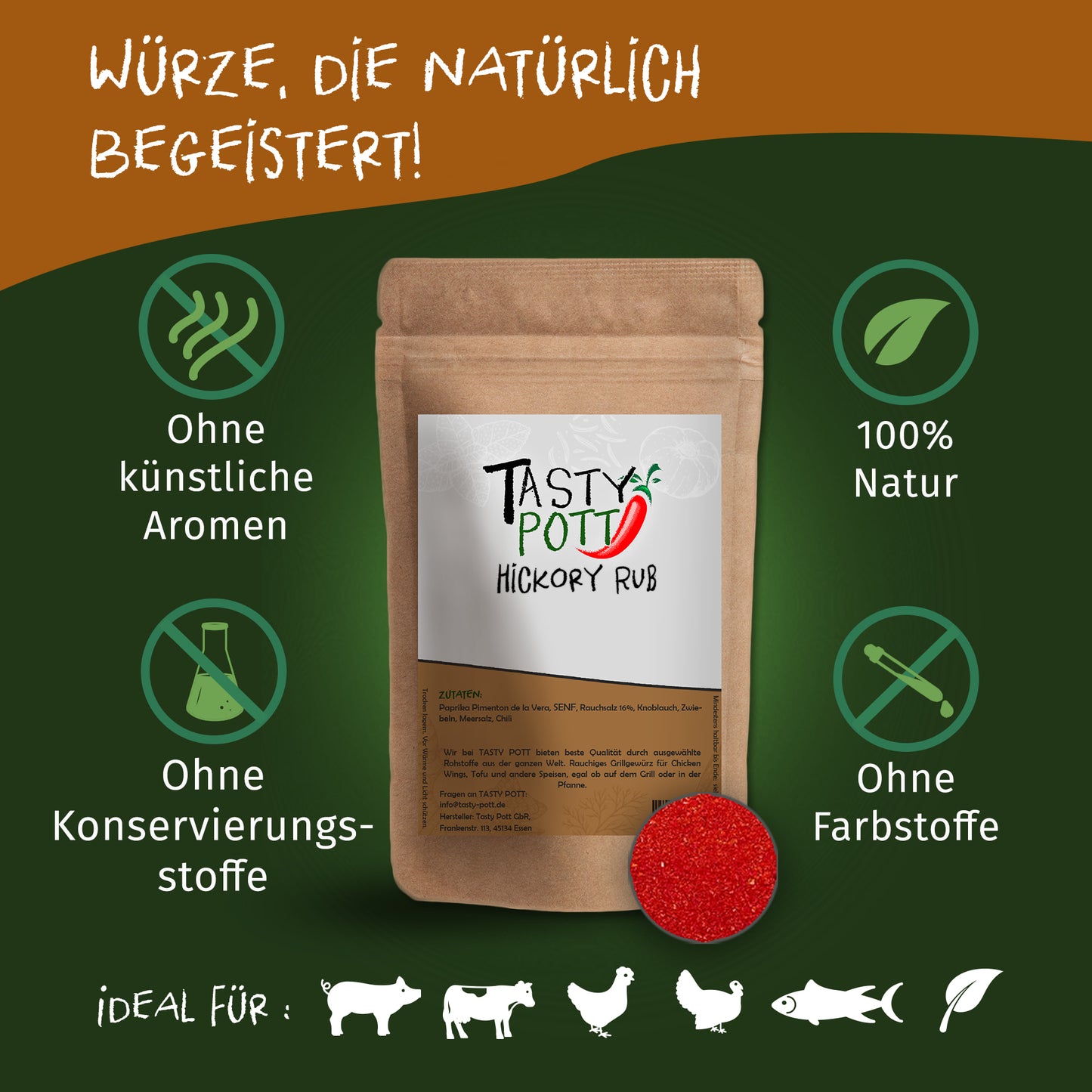 Tasty Pott Hickory Rub – Aromatisches Grillgewürz - ab 30g Beutel — Abbildung 2