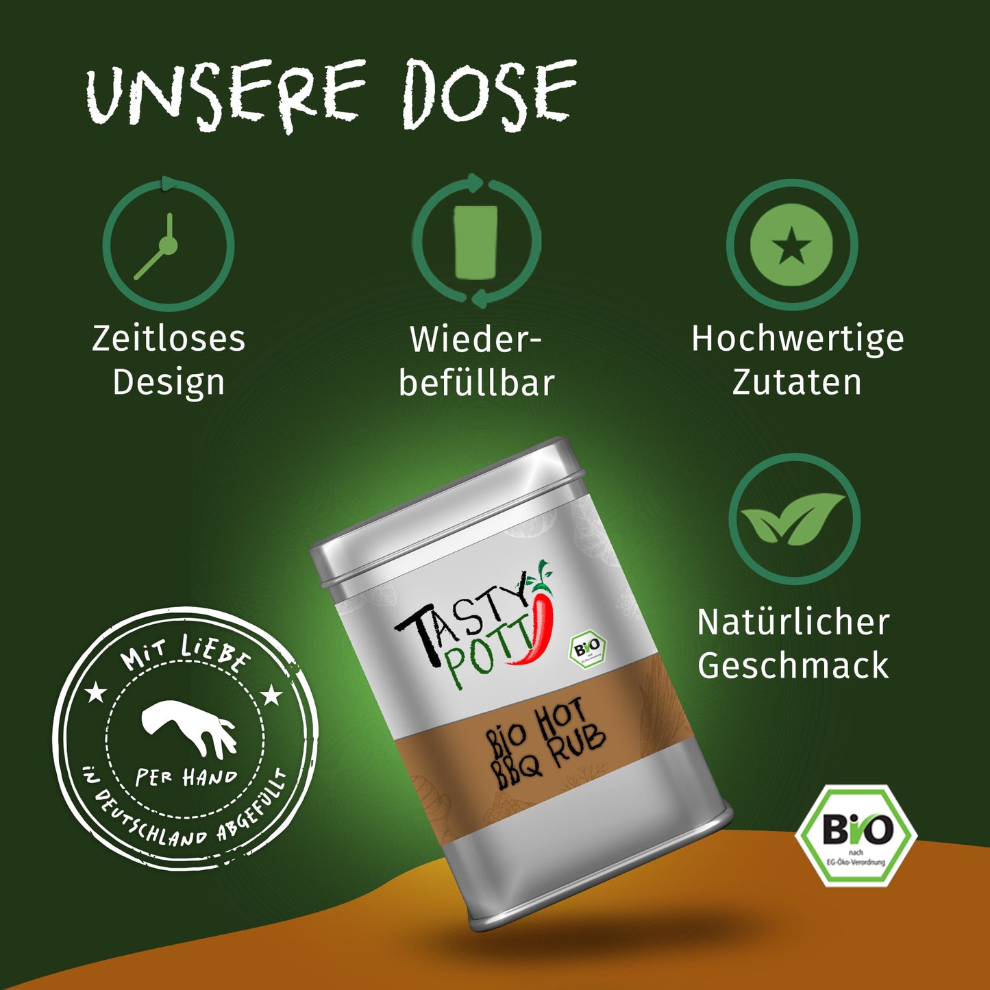 Bio Hot BBQ Rub - 100g Dose von Tasty Pott — Abbildung 3