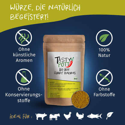 Hot Curry Madras Bio (scharf) - 100g Dose Tasty Pott — Abbildung 2