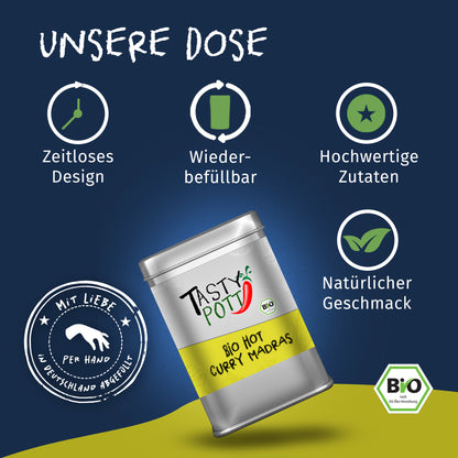 Hot Curry Madras Bio (scharf) - 100g Dose Tasty Pott — Abbildung 3
