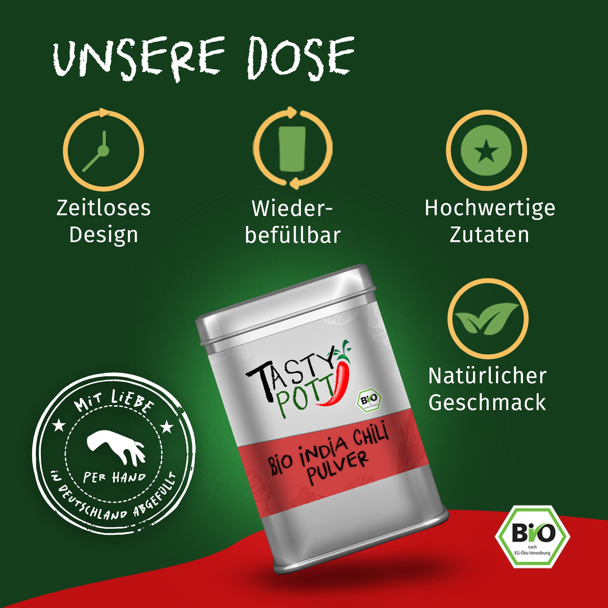 Bio India Chili Extra Hot Chilipulver - 80g Dose von Tasty Pott — Abbildung 3