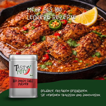 Bio India Chili Extra Hot Chilipulver - 80g Dose von Tasty Pott — Abbildung 5