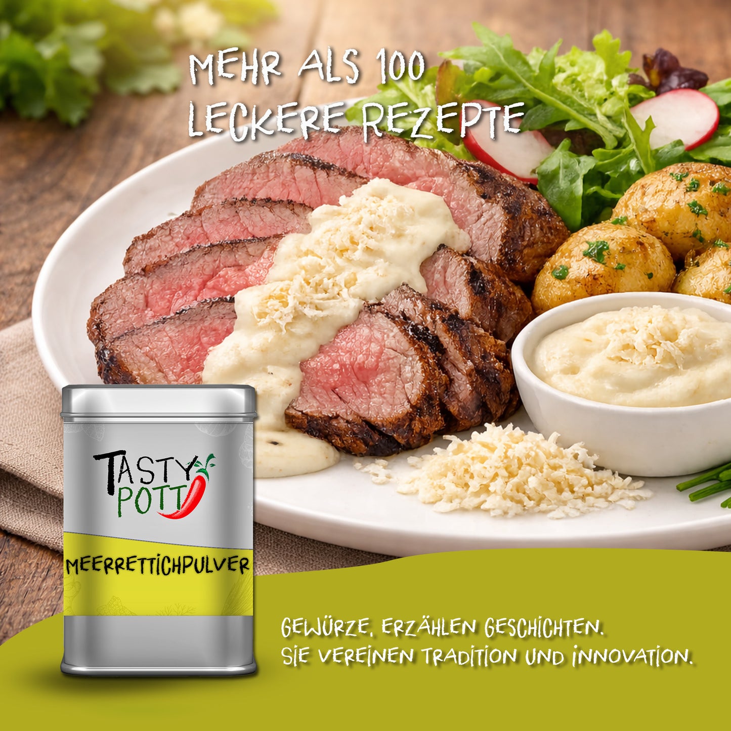 Tasty Pott Meerrettichpulver natürlich scharf - 70g Dose — Abbildung 5