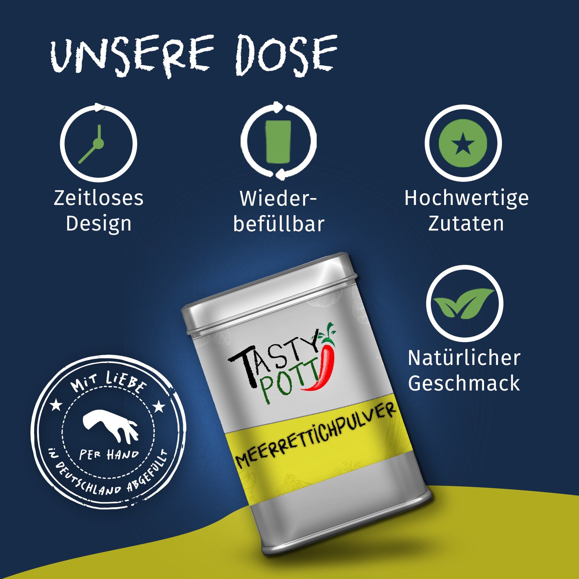 Tasty Pott Meerrettichpulver natürlich scharf - 70g Dose — Abbildung 3