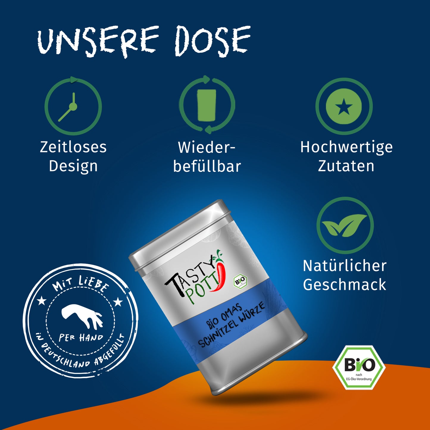 Tasty Pott Bio Omas Schnitzel Würze - 100g Dose — Abbildung 3
