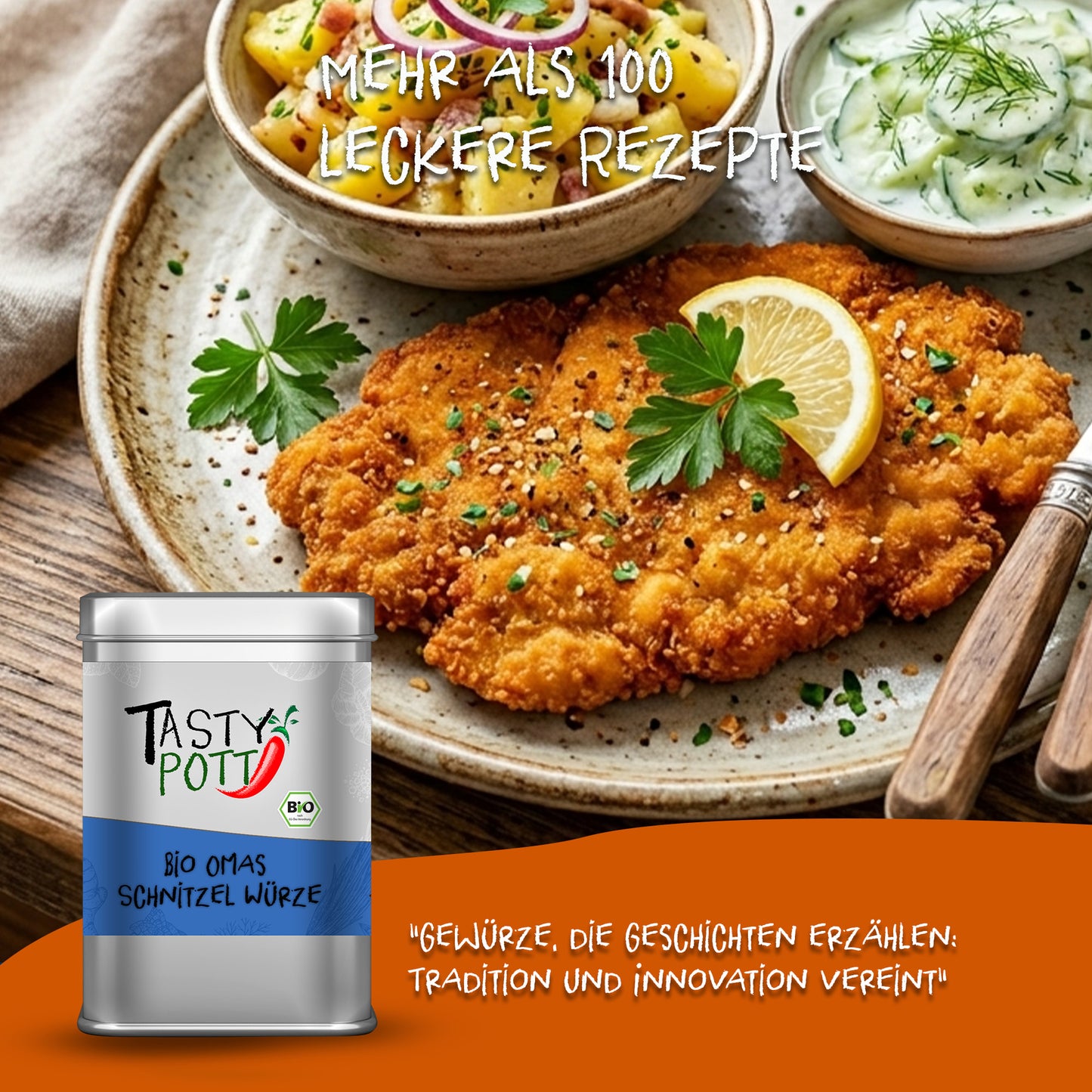 Tasty Pott Bio Omas Schnitzel Würze - 100g Dose — Abbildung 5
