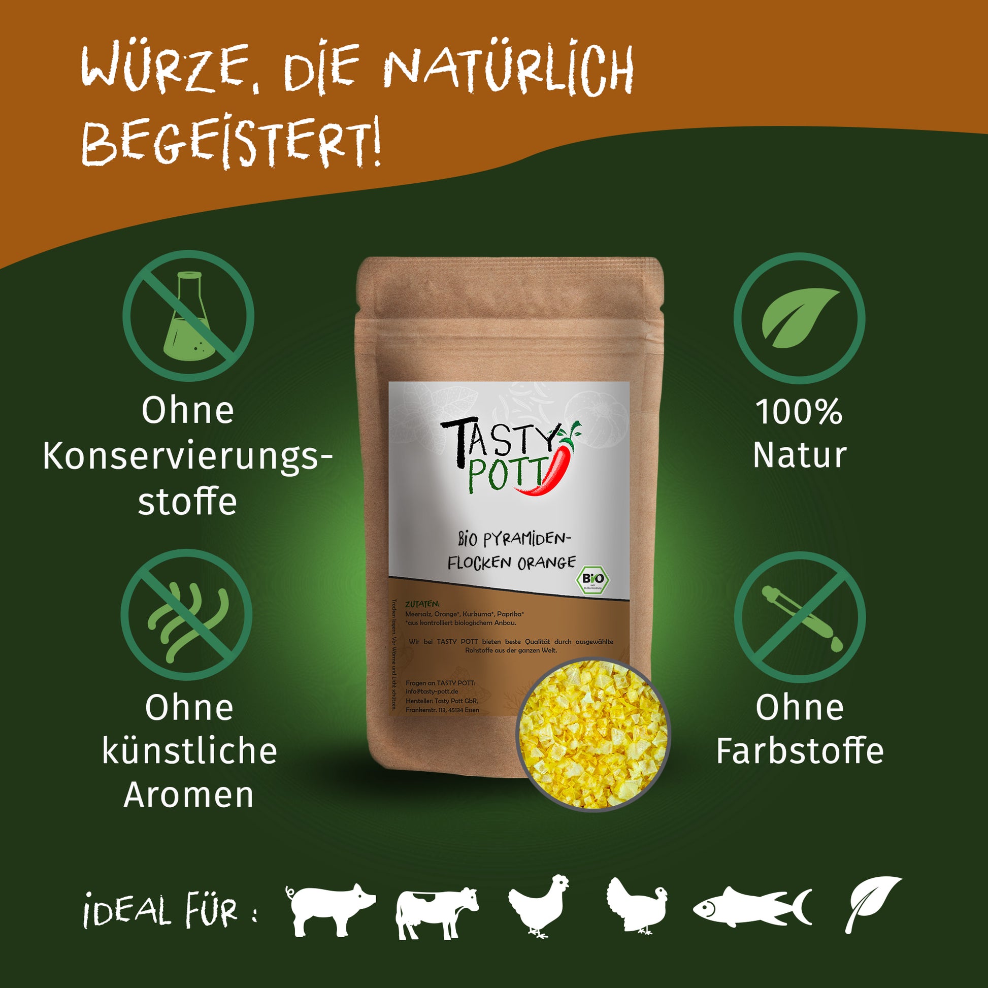 Bio Pyramidenflocken Orange - ab 30g im Beutel von Tasty Pott — Abbildung 2