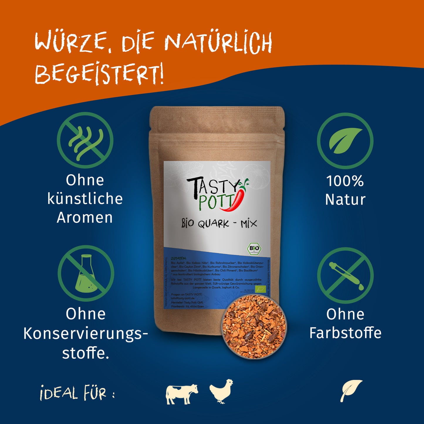 Bio Quark Mix 50g Gewürzdose von Tasty Pott — Abbildung 2