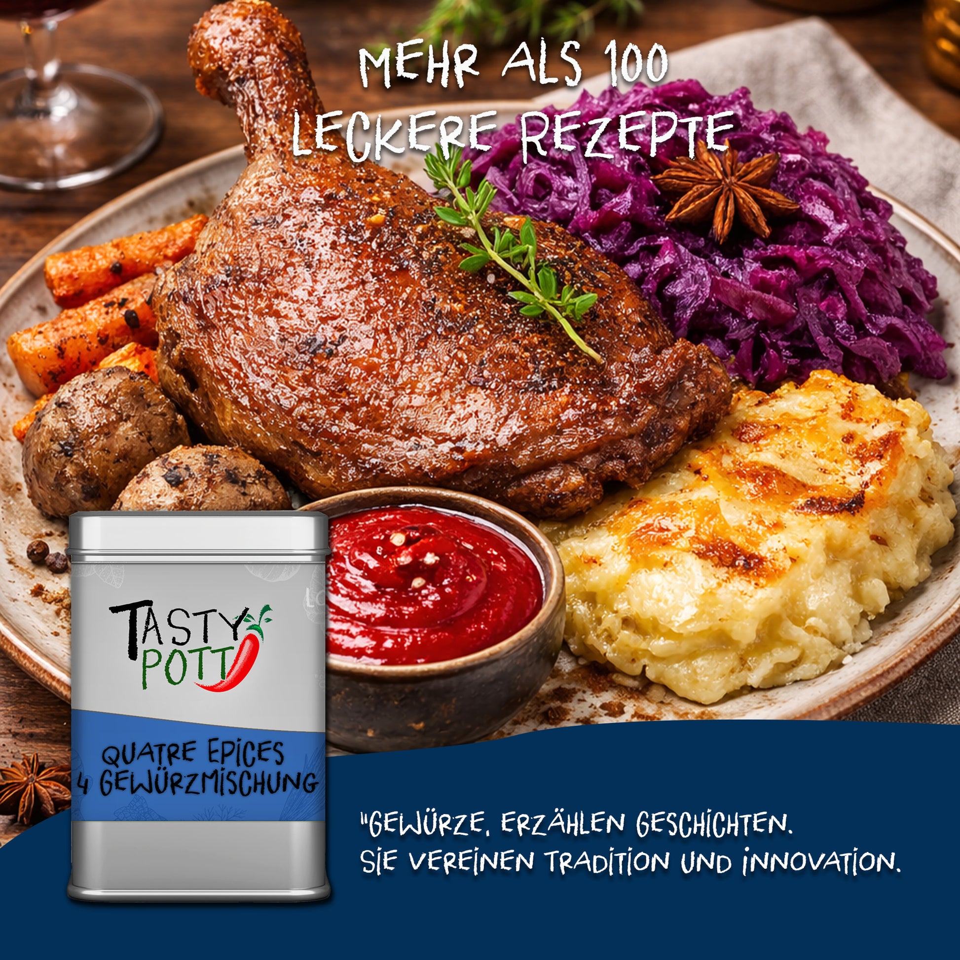 Quatre Épices 4 Gewürzmischung 70g Dose von Tasty Pott — Abbildung 5