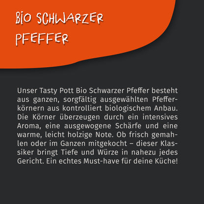 Bio Schwarzer Pfeffer ganze Pfefferkörner - 50g Dose von Tasty Pott — Abbildung 4