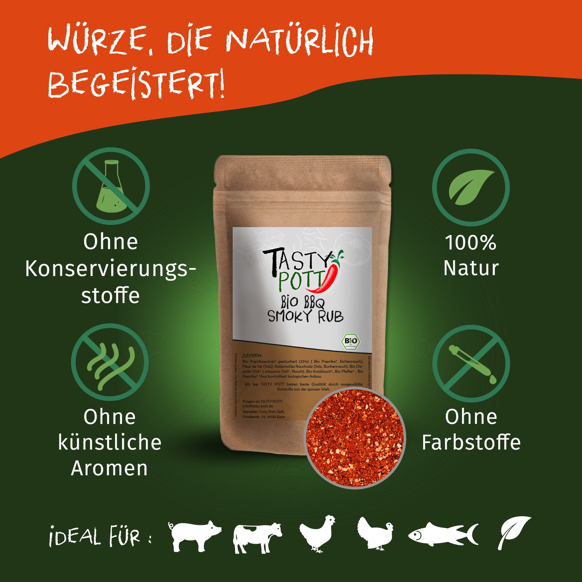 Bio Smoky BBQ Rub - ab 30g im Beutel von Tasty Pott — Abbildung 2