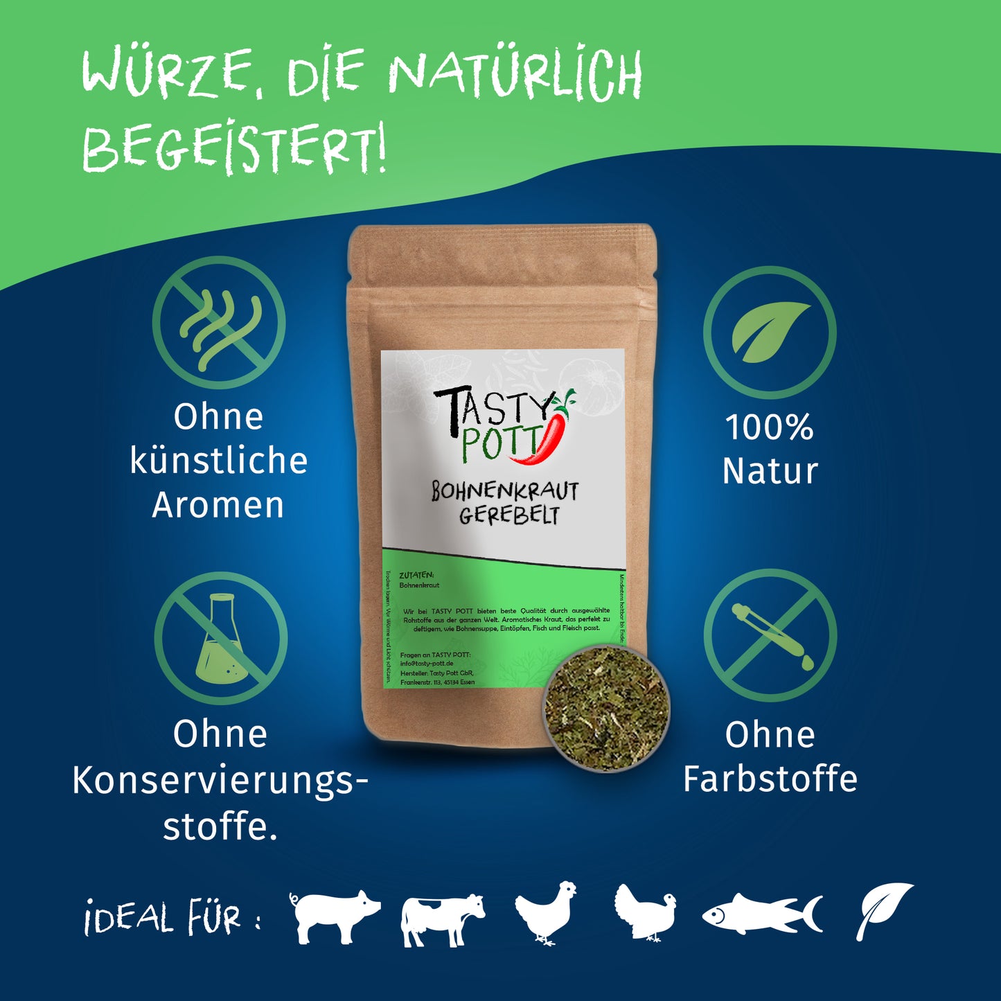 Bohnenkraut getrocknet 40g Dose von Tasty Pott — Abbildung 2