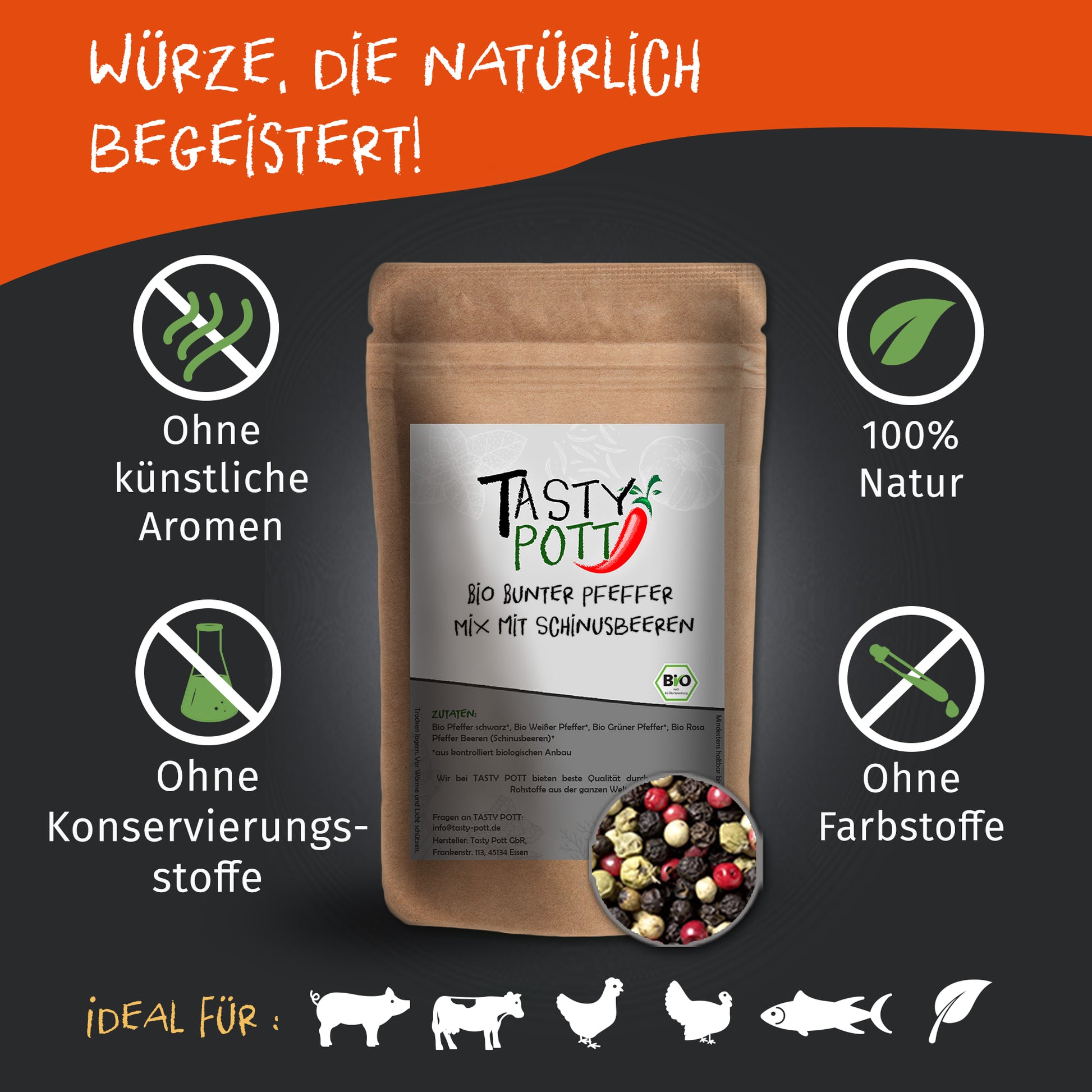 Bio Bunter Pfeffer Mix - 60g Dose von Tasty Pott — Abbildung 2