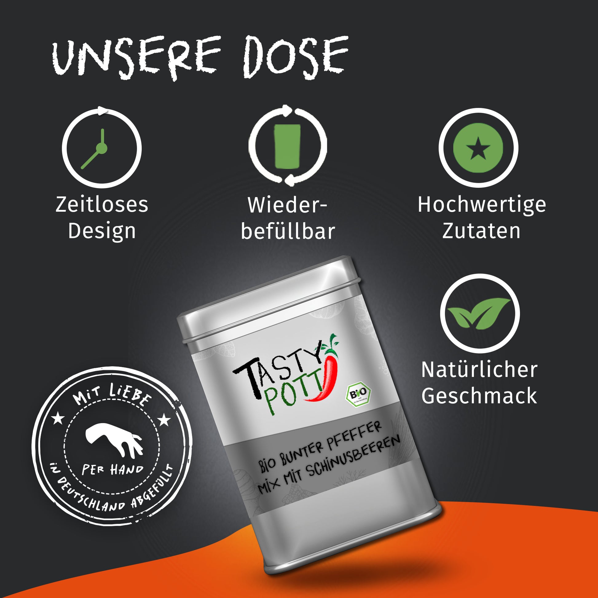 Bio Bunter Pfeffer Mix - 60g Dose von Tasty Pott — Abbildung 3