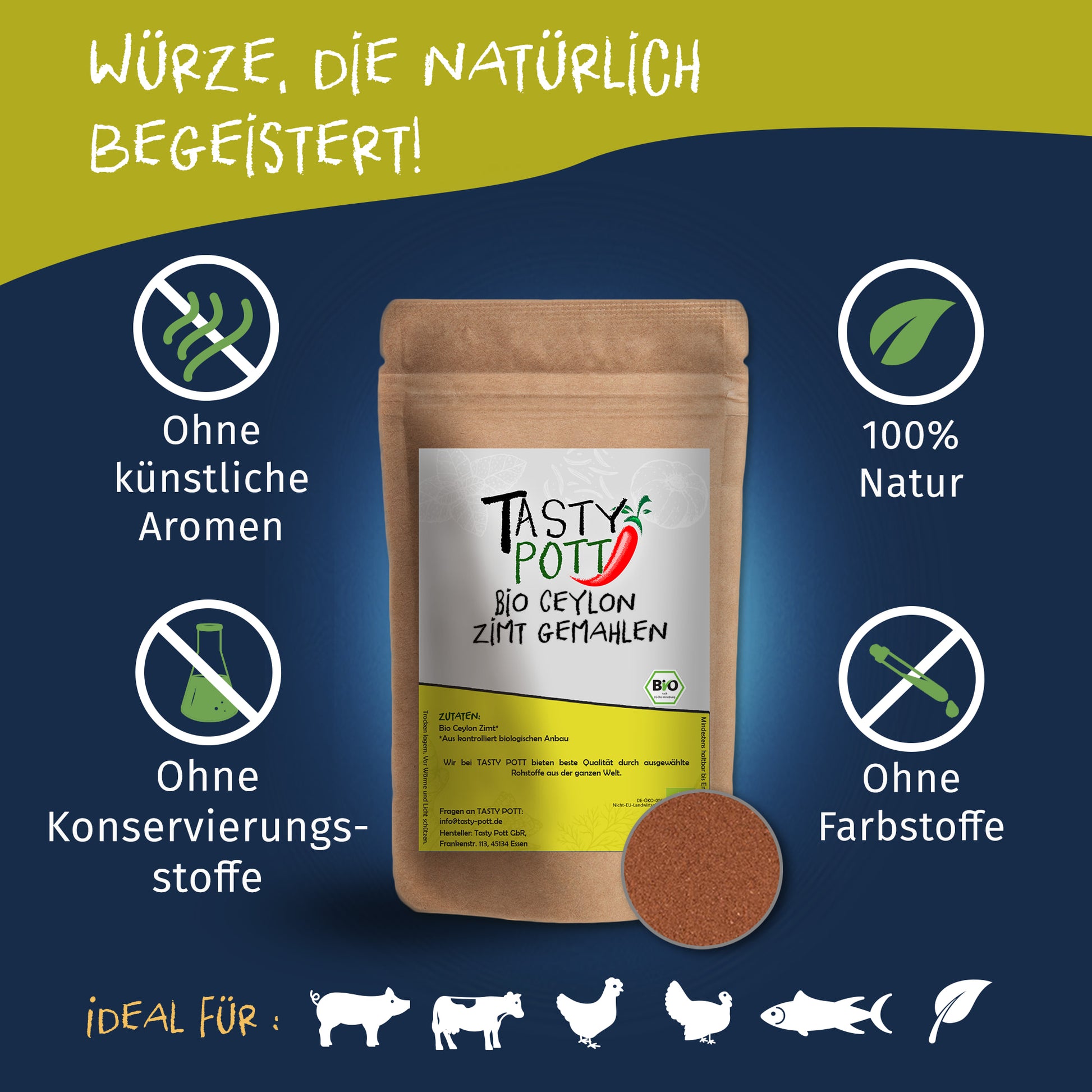 Bio Ceylon Zimt gemahlen - ab 30g im Beutel von Tasty Pott — Abbildung 2