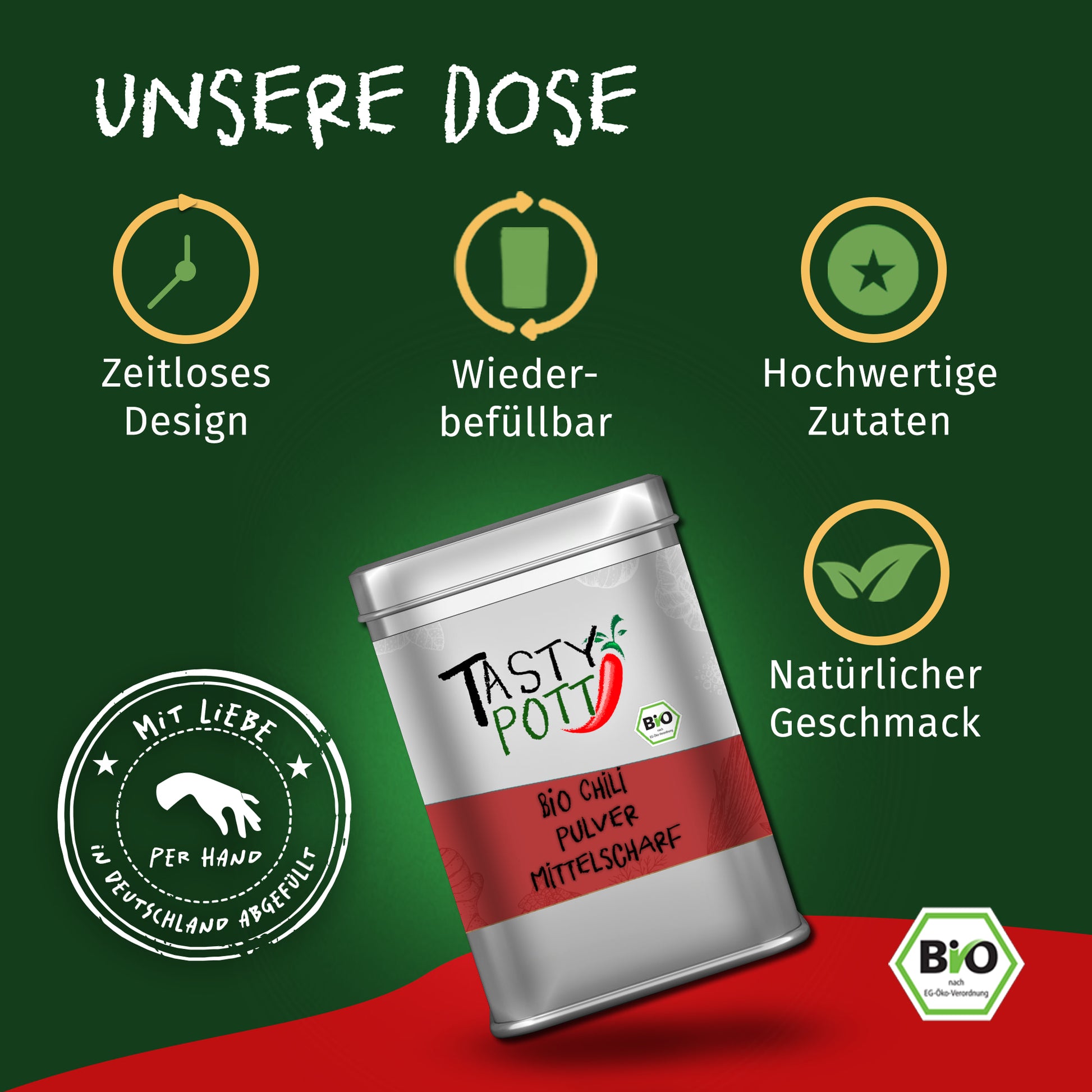 Bio Chilipulver mittelscharf - ab 30g im Beutel von Tasty Pott — Abbildung 4