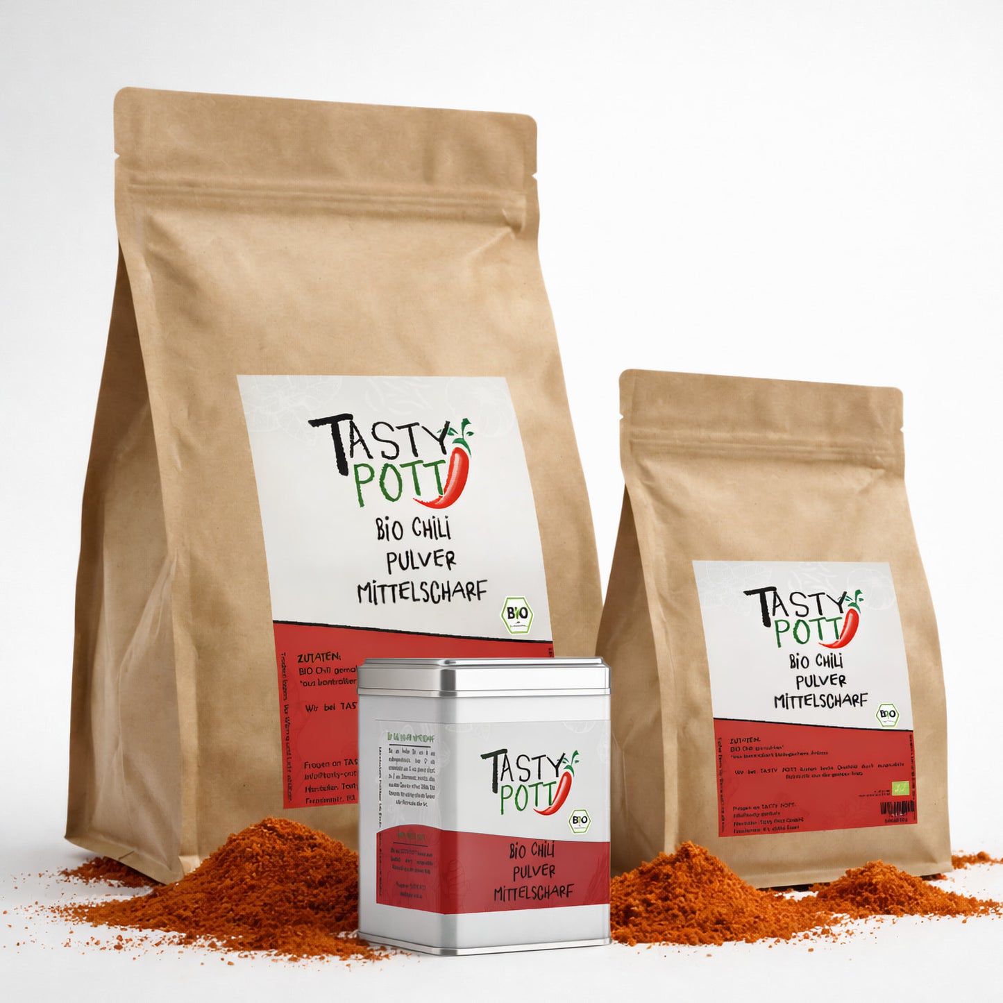 Bio Chilipulver mittelscharf - ab 30g im Beutel von Tasty Pott