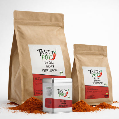 Bio Chilipulver mittelscharf - ab 30g im Beutel von Tasty Pott