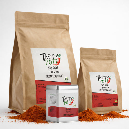 Bio Chilipulver mittelscharf - ab 30g im Beutel von Tasty Pott