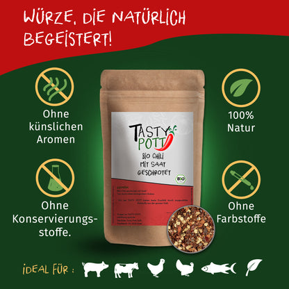 Bio Chili geschrotet mit Saat - 60g Dose von Tasty Pott — Abbildung 2