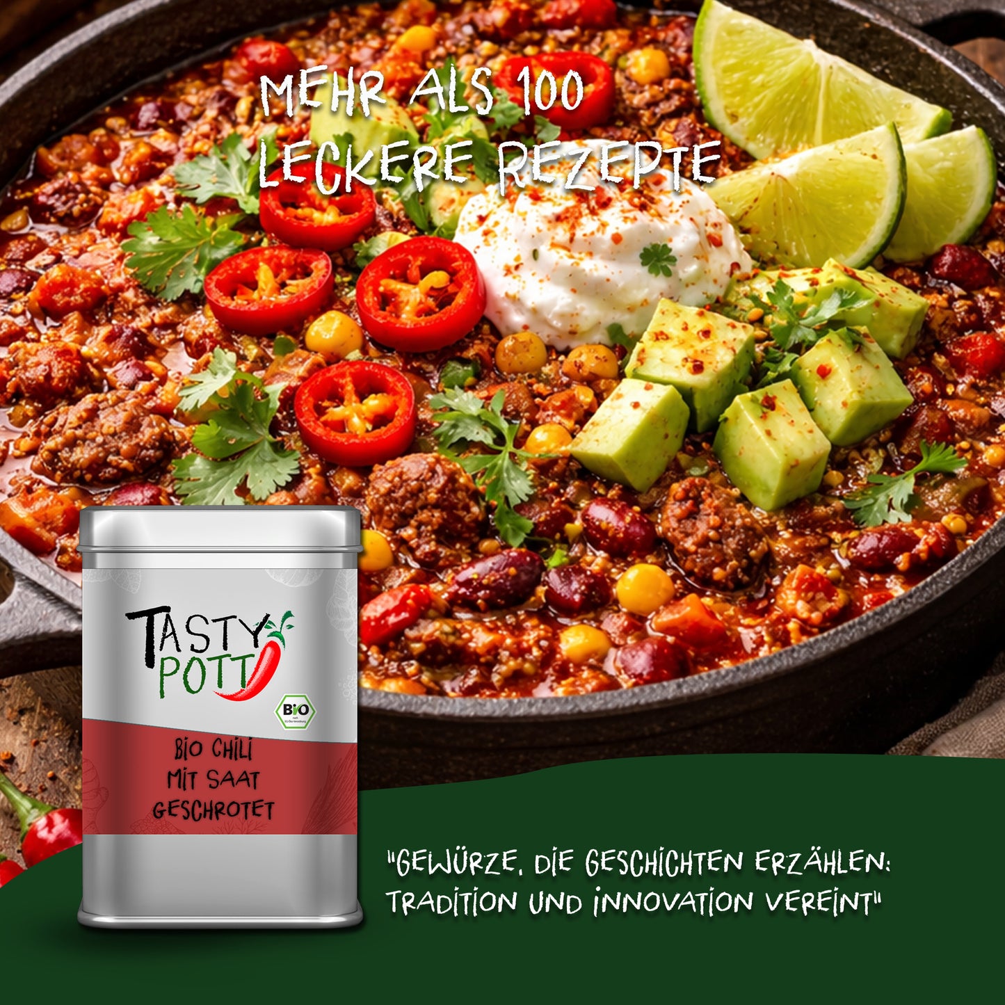 Bio Chili geschrotet mit Saat - 60g Dose von Tasty Pott — Abbildung 5