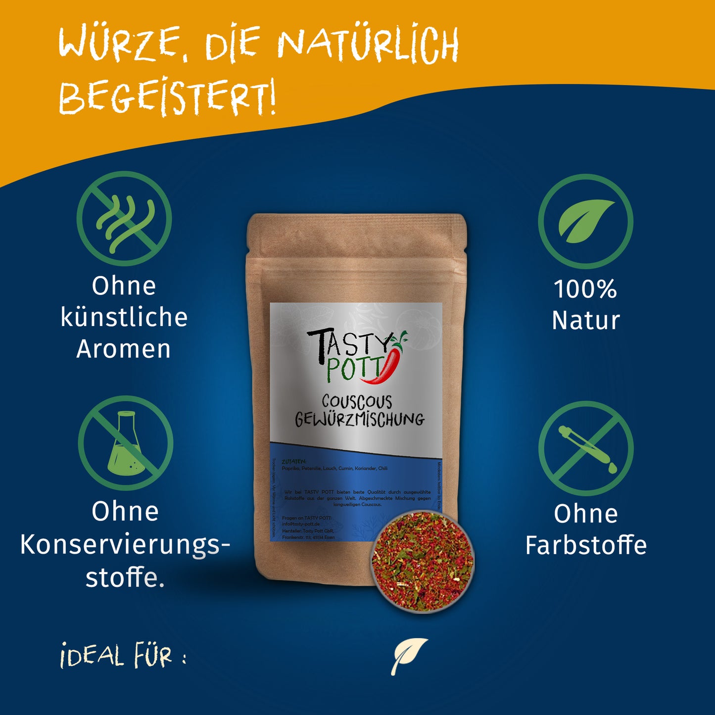 Couscous Gewürzmischung 50g Dose von Tasty Pott — Abbildung 2