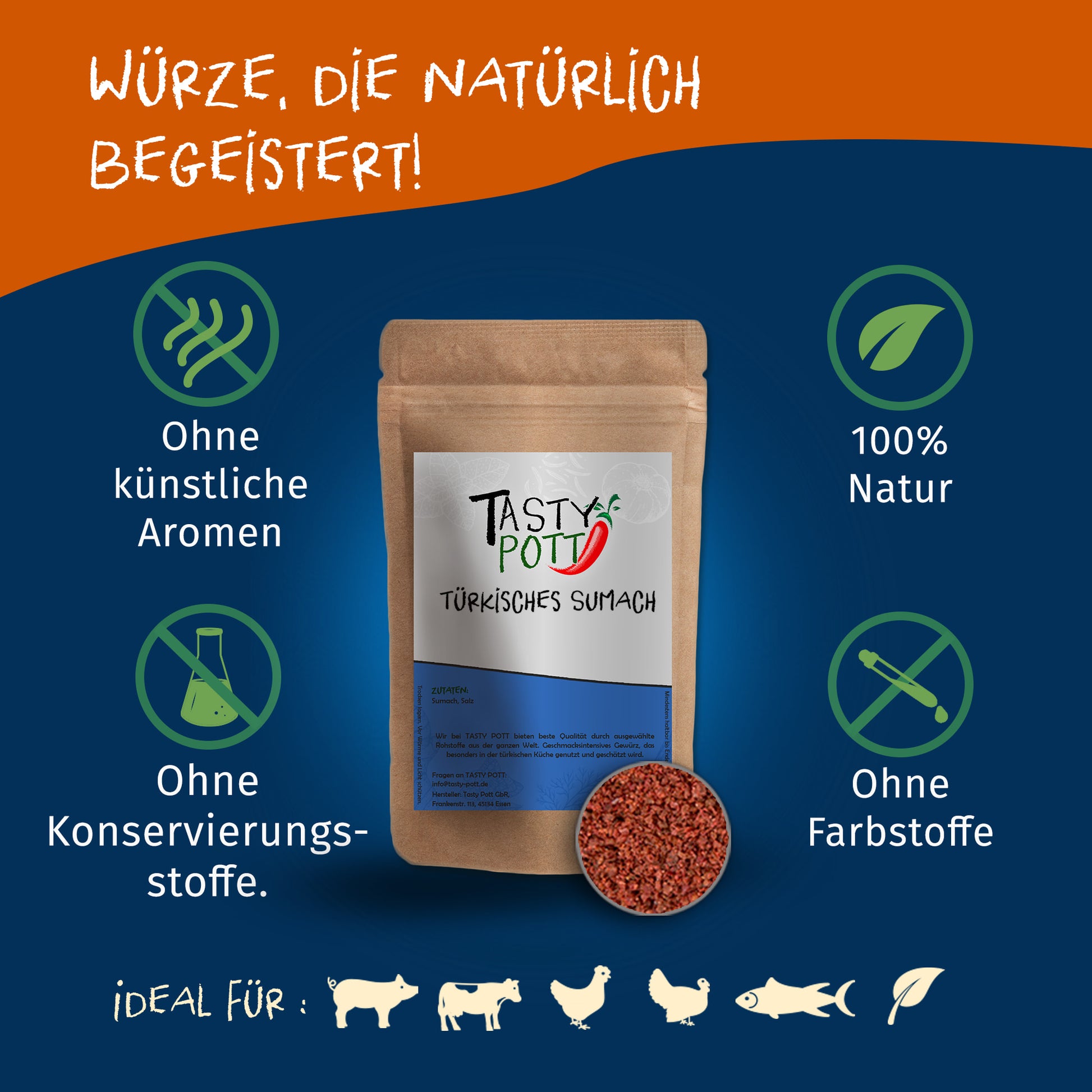 Tasty Pott Türkisches Sumach Pulver - 70g Dose — Abbildung 2
