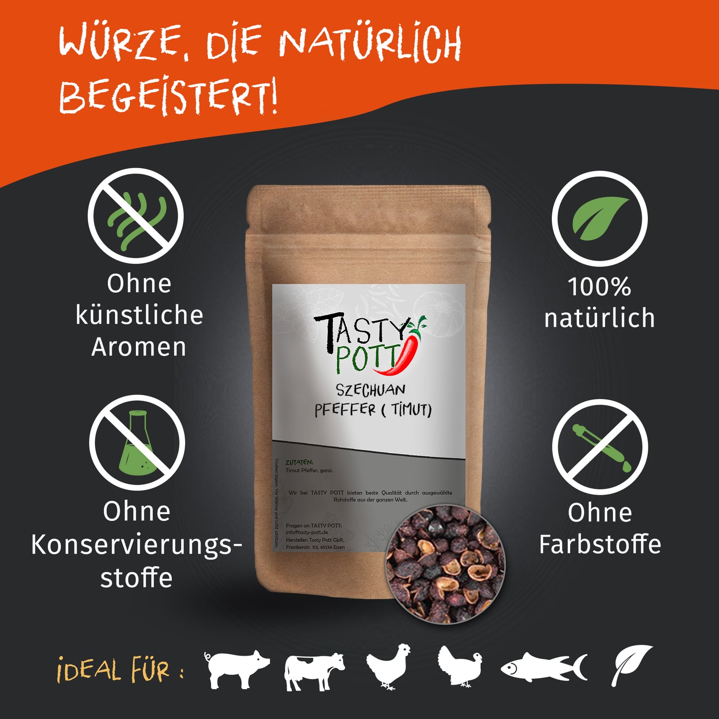 Tasty Pott Szechuan (Timut) Pfeffer ganz - 50g Dose — Abbildung 2