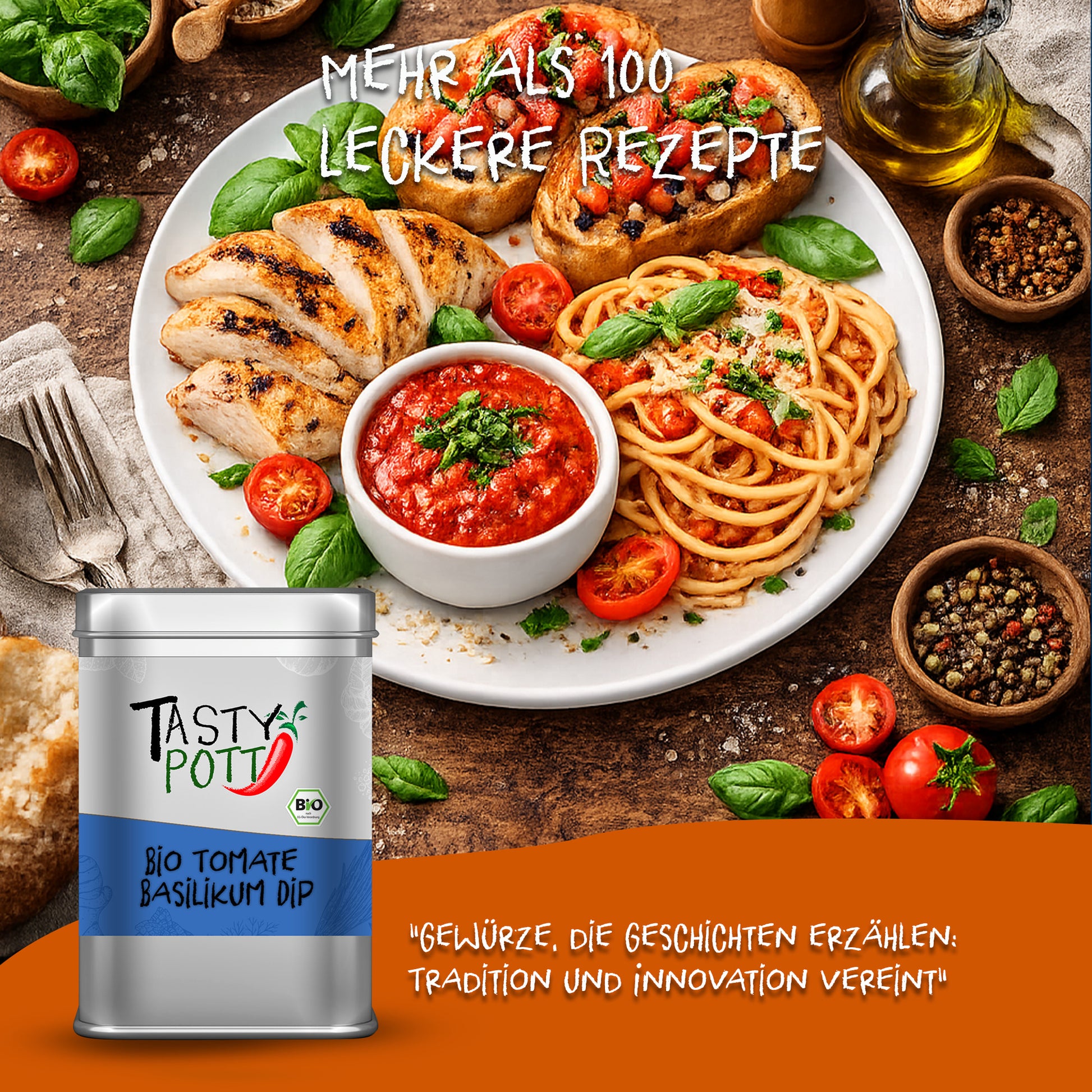 Bio Tomate Basilikum Dip Gewürz - ab 30g im Beutel von Tasty Pott — Abbildung 5