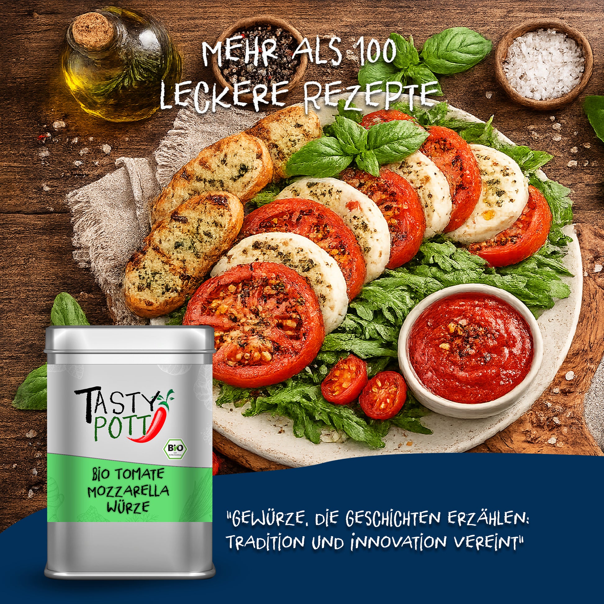 Bio Tomate Mozzarella Gewürz - 80g Dose von Tasty Pott — Abbildung 5