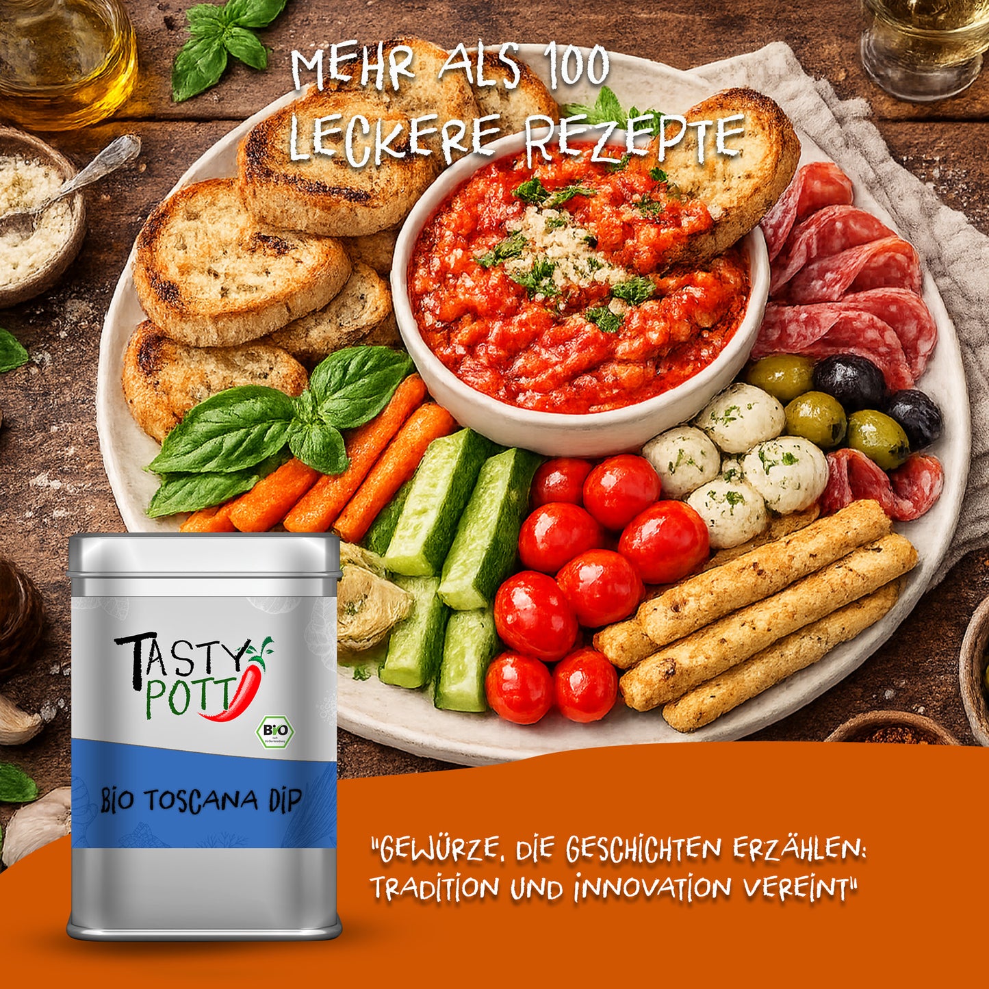 Bio Toscana Dip Gewürzmischung - 75g Dose von Tasty Pott — Abbildung 5